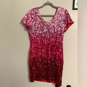 Pink hombre sequin cocktail dress
